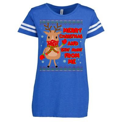 Merry Christmas And Stay Away From Me Reindeer Enza Ladies Jersey Football T-Shirt