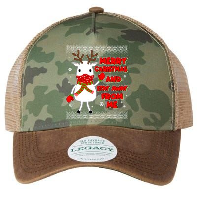 Merry Christmas And Stay Away From Me Reindeer Ugly Sweater Legacy Tie Dye Trucker Hat