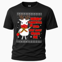 Merry Christmas And Stay Away From Me Reindeer Ugly Sweater Cooling Performance Crew T-Shirt