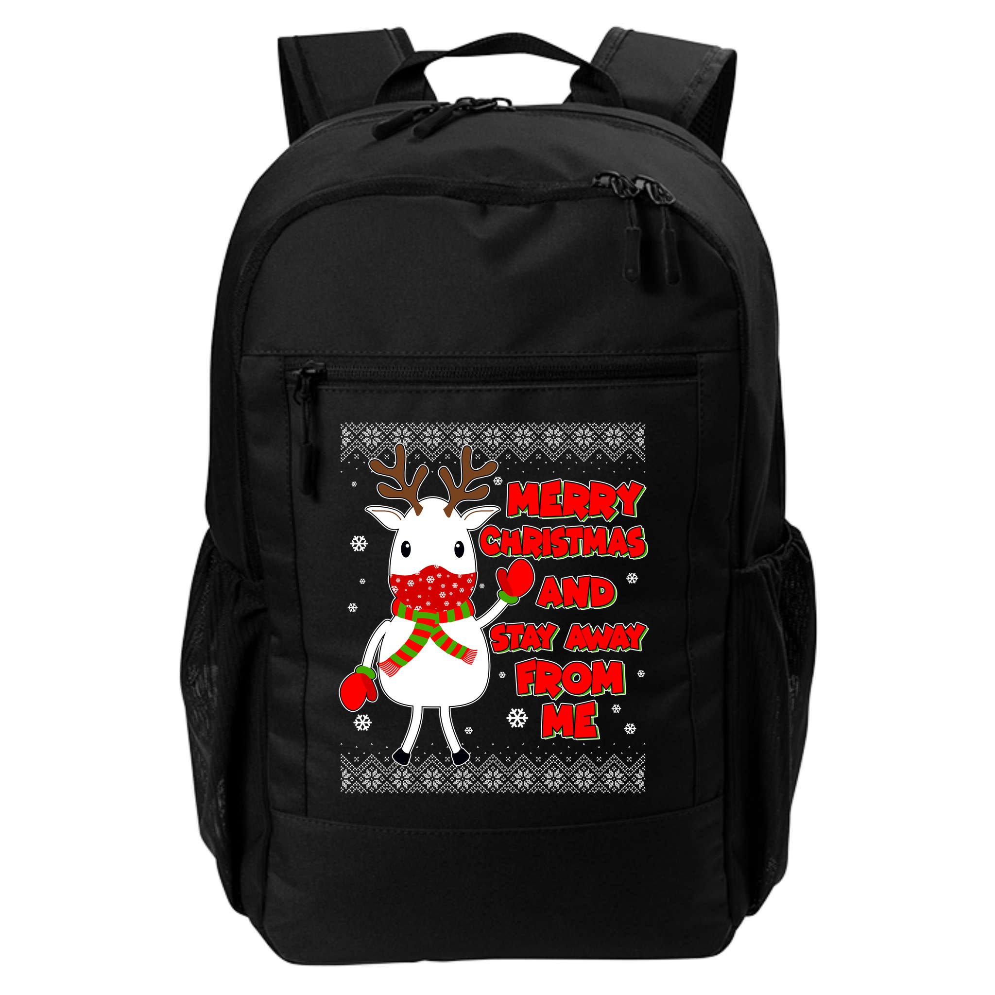 Merry Christmas And Stay Away From Me Reindeer Ugly Sweater Backpack