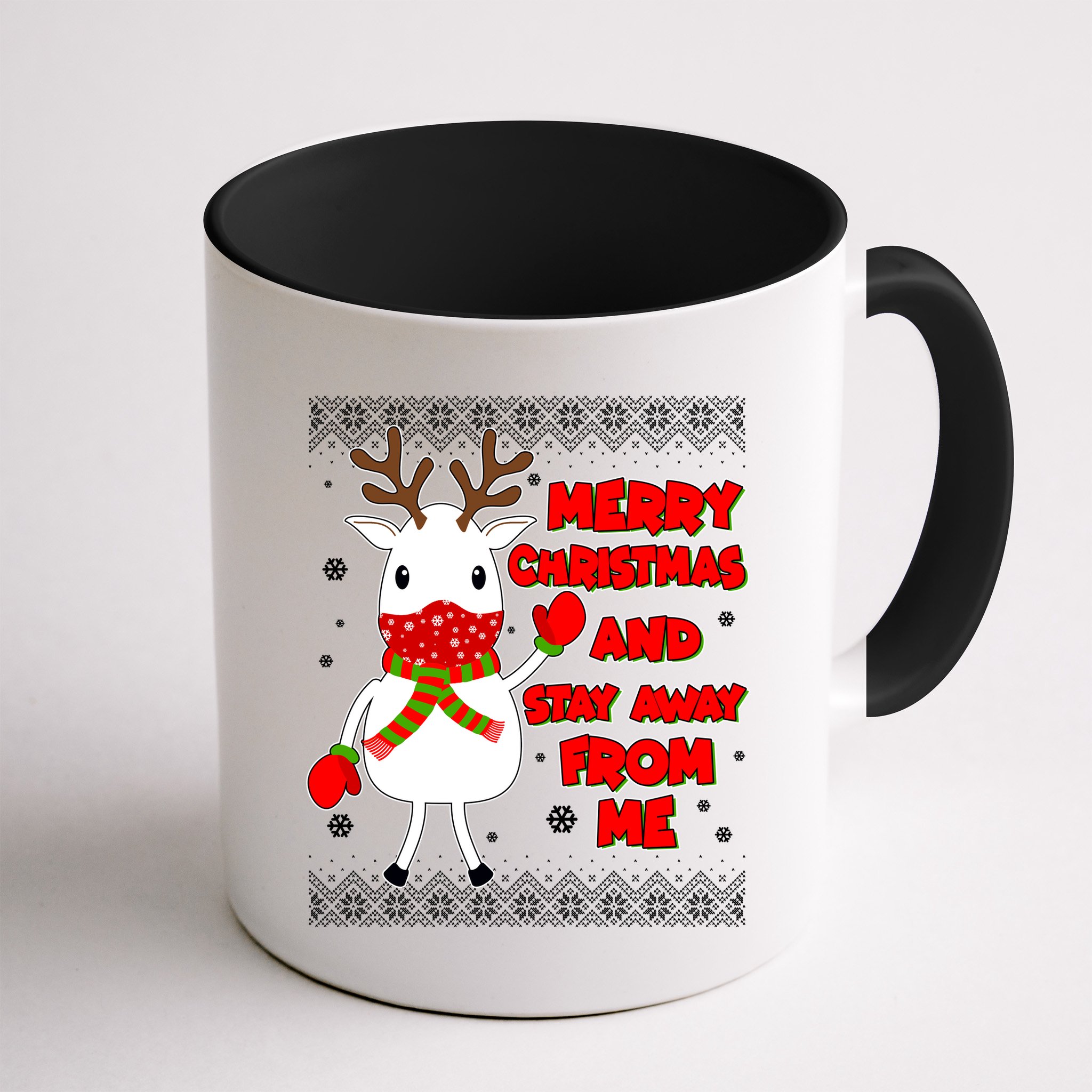 Merry Christmas And Stay Away From Me Reindeer Ugly Sweater Mug