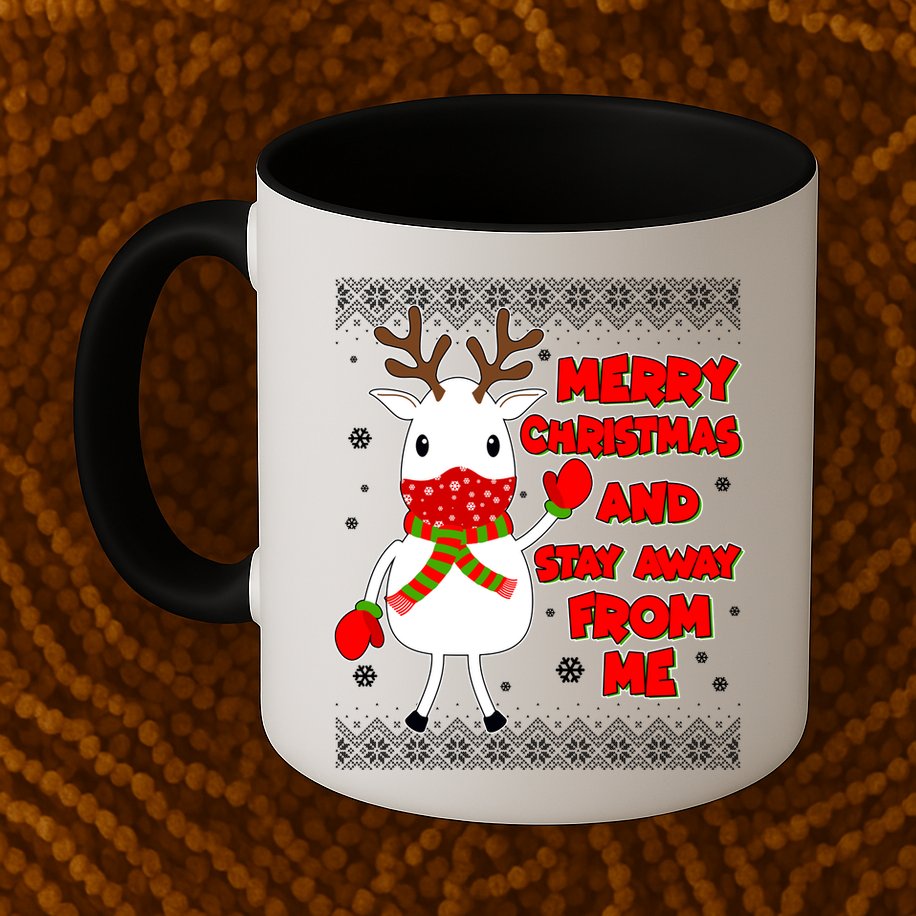 Merry Christmas And Stay Away From Me Reindeer Ugly Sweater Mug