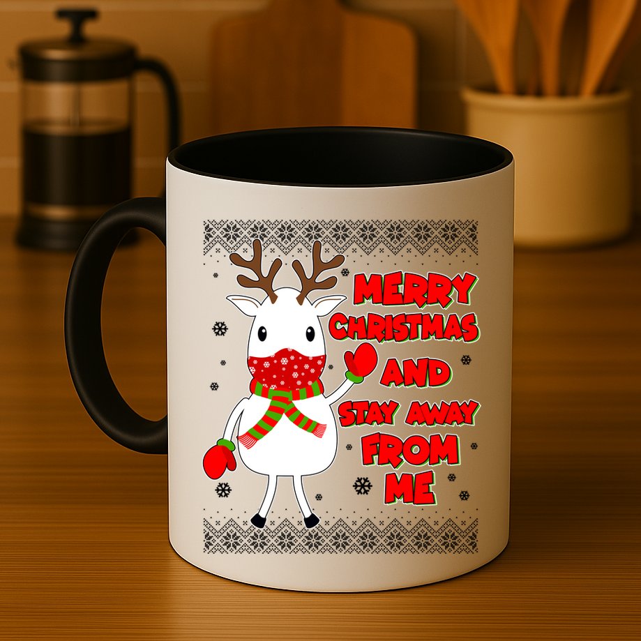 Merry Christmas And Stay Away From Me Reindeer Ugly Sweater Mug