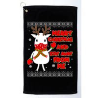 Merry Christmas And Stay Away From Me Reindeer Ugly Sweater Golf Towel