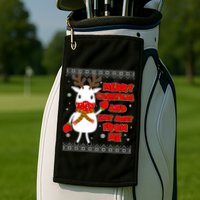Merry Christmas And Stay Away From Me Reindeer Ugly Sweater Golf Towel