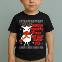 Merry Christmas And Stay Away From Me Reindeer Ugly Sweater Toddler T-Shirt