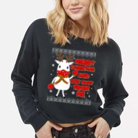 Merry Christmas And Stay Away From Me Reindeer Ugly Sweater Cropped Pullover Crew