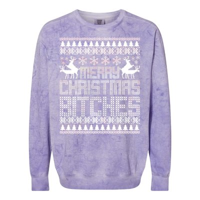 Merry Christmas Bitches Ugly Christmas Sweater Design Colorblast Crewneck Sweatshirt