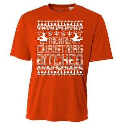 Merry Christmas Bitches Ugly Christmas Sweater Design Cooling Performance Crew T-Shirt