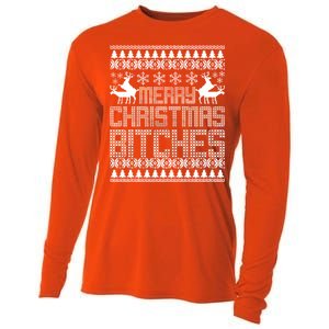 Merry Christmas Bitches Ugly Christmas Sweater Design Cooling Performance Long Sleeve Crew