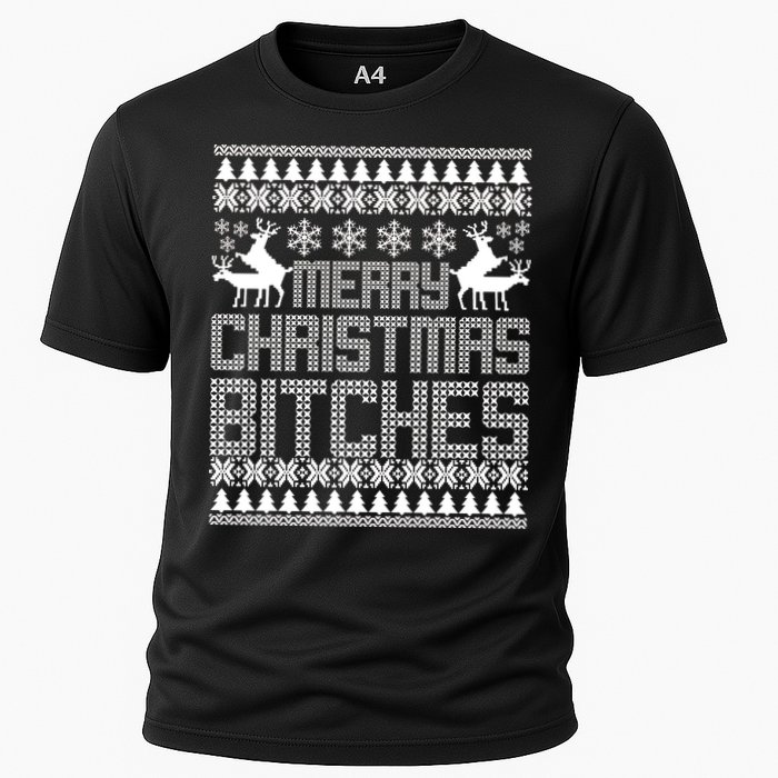 Merry Christmas Bitches Ugly Christmas Sweater Design Cooling Performance Crew T-Shirt