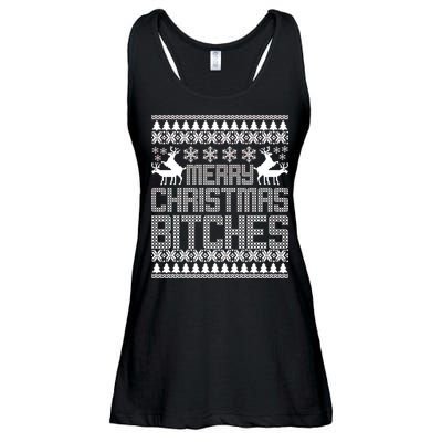 Merry Christmas Bitches Ugly Christmas Sweater Design Ladies Essential Flowy Tank