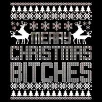 Merry Christmas Bitches Ugly Christmas Sweater Design Women's Knotted Racerback Tank
