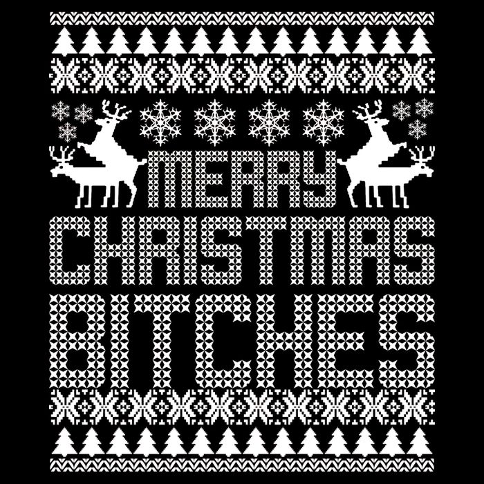 Merry Christmas Bitches Ugly Christmas Sweater Design Women's Knotted Racerback Tank