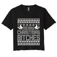Merry Christmas Bitches Ugly Christmas Sweater Design Women's Crop Top Tee