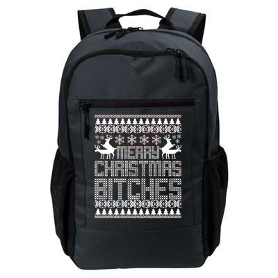 Merry Christmas Bitches Ugly Christmas Sweater Design Daily Commute Backpack