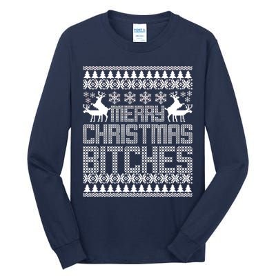 Merry Christmas Bitches Ugly Christmas Sweater Design Tall Long Sleeve T-Shirt