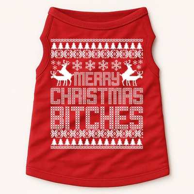 Merry Christmas Bitches Ugly Christmas Sweater Design Doggie Tank