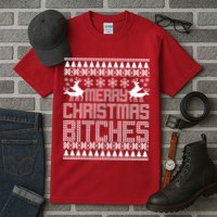 Merry Christmas Bitches Ugly Christmas Sweater Design Tall T-Shirt