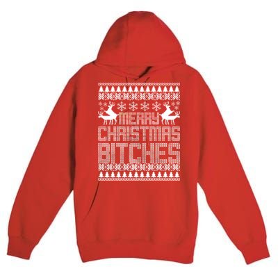 Merry Christmas Bitches Ugly Christmas Sweater Design Premium Pullover Hoodie