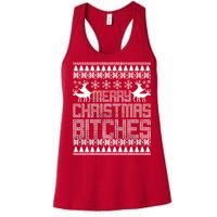 Merry Christmas Bitches Ugly Christmas Sweater Design Women's Racerback Tank