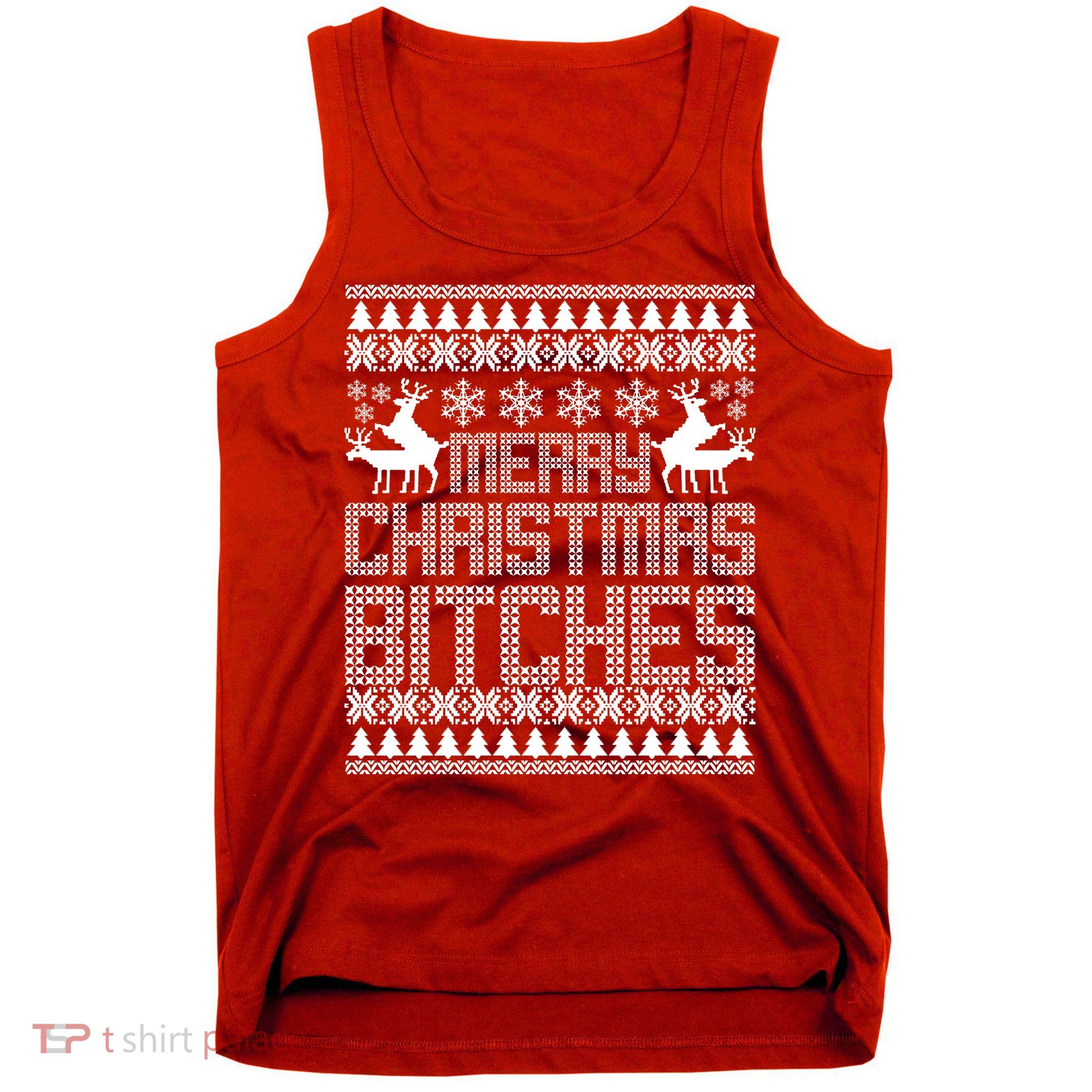 Merry Christmas Bitches Ugly Christmas Sweater Design Tank Top