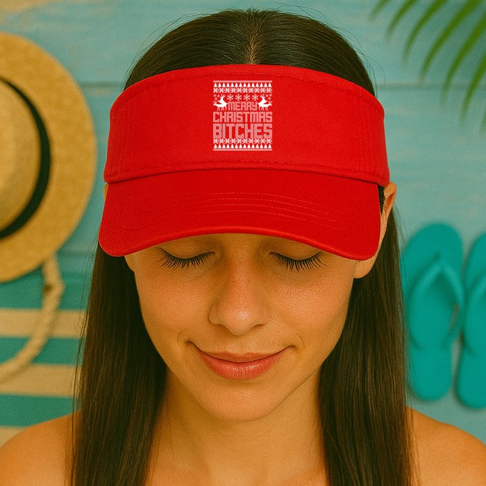 Merry Christmas Bitches Ugly Christmas Sweater Design Visor