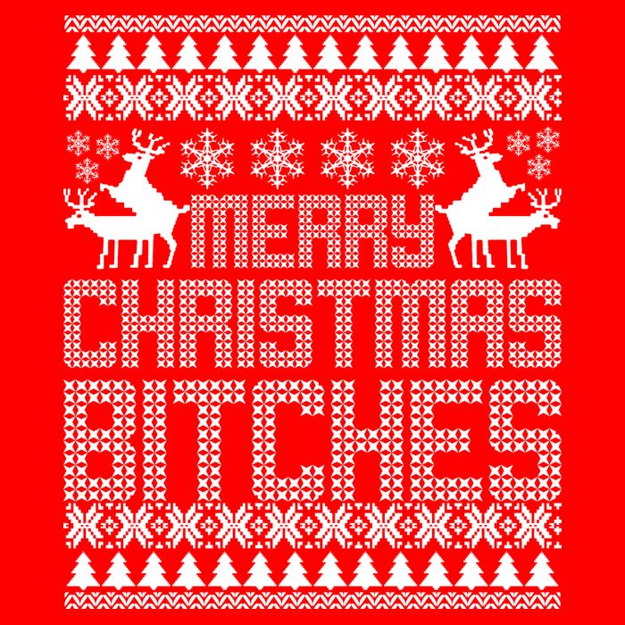 Merry Christmas Bitches Ugly Christmas Sweater Design Women's V-Neck T-Shirt