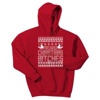 Merry Christmas Bitches Ugly Christmas Sweater Design Kids Hoodie