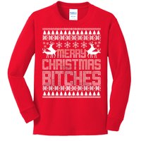 Merry Christmas Bitches Ugly Christmas Sweater Design Kids Long Sleeve Shirt