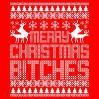 Merry Christmas Bitches Ugly Christmas Sweater Design Short Acrylic Beanie