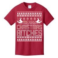 Merry Christmas Bitches Ugly Christmas Sweater Design Kids T-Shirt