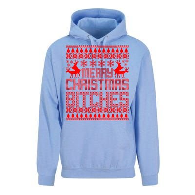 Merry Christmas Bitches Ugly Christmas Sweater Design Unisex Surf Hoodie