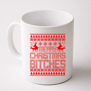 Merry Christmas Bitches Ugly Christmas Sweater Design Coffee Mug