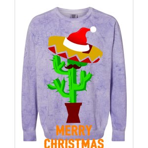 Merry Christmas Cactus Colorblast Crewneck Sweatshirt