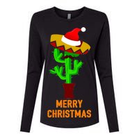 Merry Christmas Cactus Womens Cotton Relaxed Long Sleeve T-Shirt