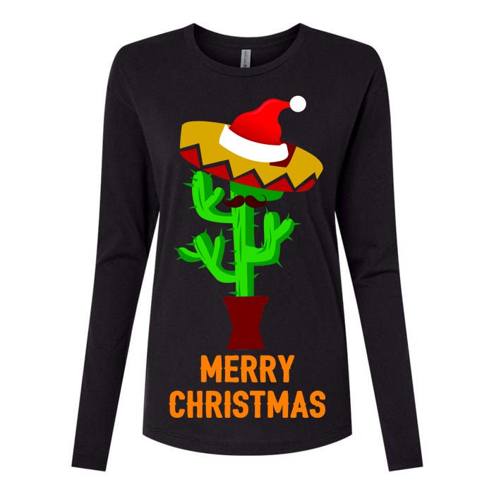 Merry Christmas Cactus Womens Cotton Relaxed Long Sleeve T-Shirt