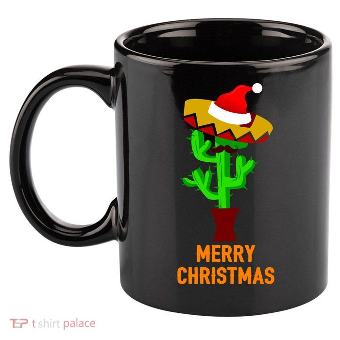 Merry Christmas Cactus 11oz C Handle Ceramic Mug