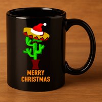 Merry Christmas Cactus 11oz C Handle Ceramic Mug