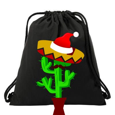 Merry Christmas Cactus Drawstring Bag