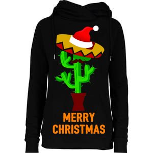 Merry Christmas Cactus Womens Funnel Neck Pullover Hood