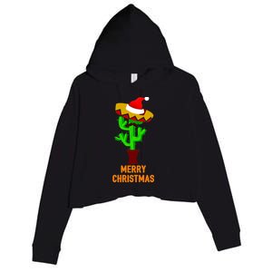 Merry Christmas Cactus Crop Fleece Hoodie