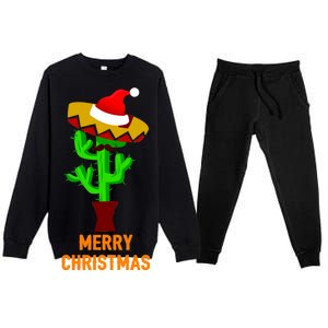 Merry Christmas Cactus Premium Crewneck Sweatsuit Set