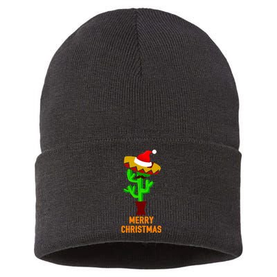 Merry Christmas Cactus Sustainable Knit Beanie