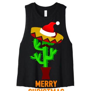 Merry Christmas Cactus Women's Racerback Cropped Tank