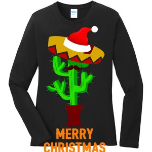 Merry Christmas Cactus Ladies Long Sleeve Shirt