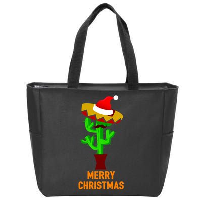 Merry Christmas Cactus Zip Tote Bag