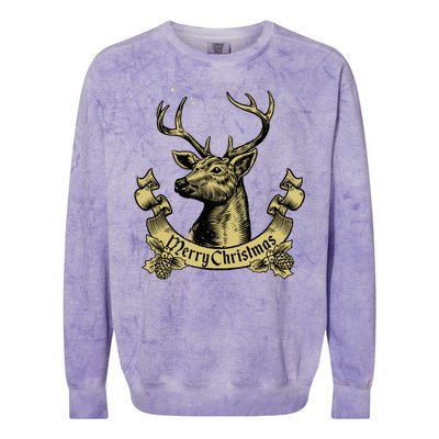 Merry Christmas Deer Colorblast Crewneck Sweatshirt