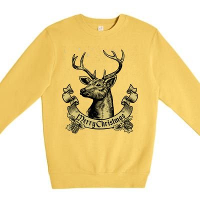 Merry Christmas Deer Premium Crewneck Sweatshirt