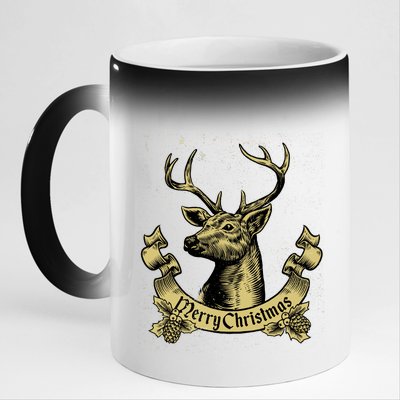 Merry Christmas Deer 11oz Black Color Changing Mug